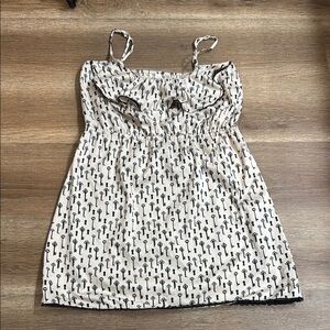 Black and Cream Pleated Spaghetti Strap Sundress